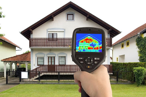 Exterior house view of thermal imaging.